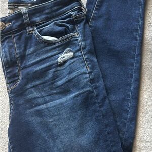 American Eagle Outfitters Blue Skinny Jeans with Distressed Look